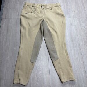Vintage Equestrian Riding Pants Breeches EQUINE ATHLETICS beige Suede Patch USA